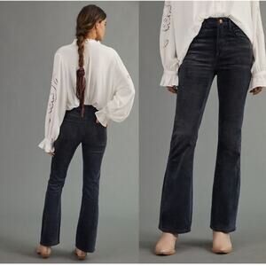 Pilcro Anthropologie Size 27 Dark Grey Flare Corduroy Pants Boho
